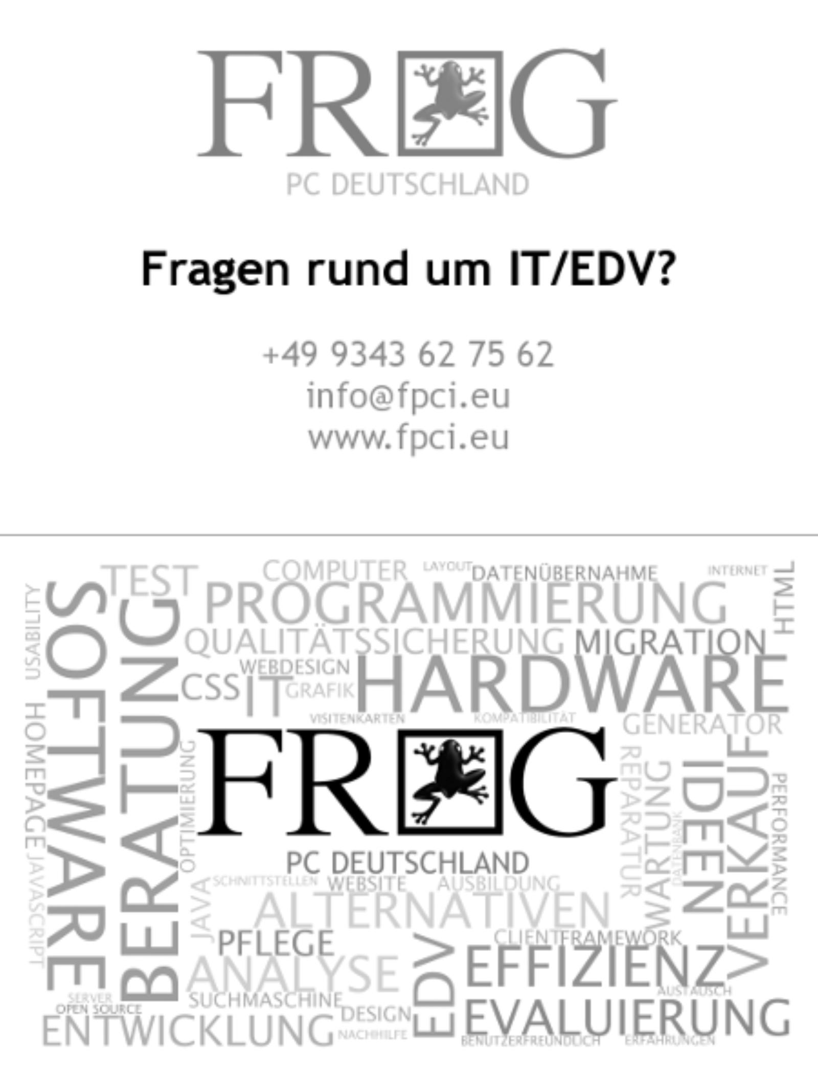 Visitenkarte Design - FROG PC Deutschland